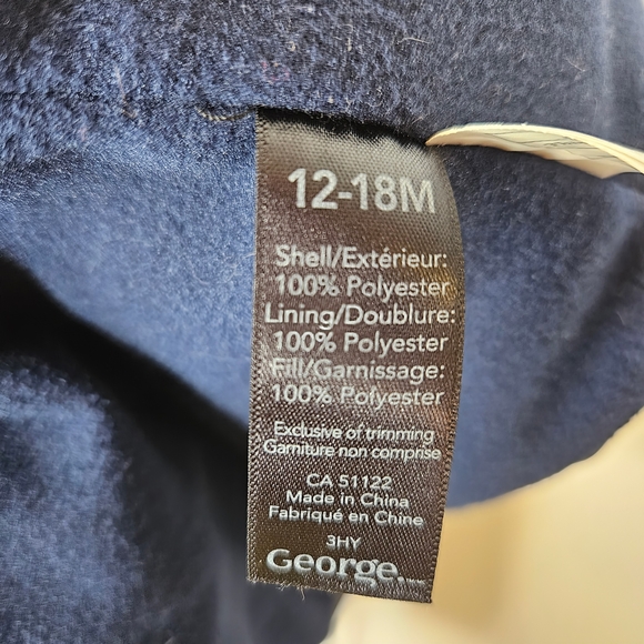 George Winter Coat Puffer Jacket Navy Blue Sherpa Lined Kids Baby Size 12-18M - Picture 3 of 15